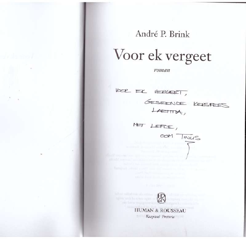 Voor Ek Vergeet: Roman -- André P. Brink