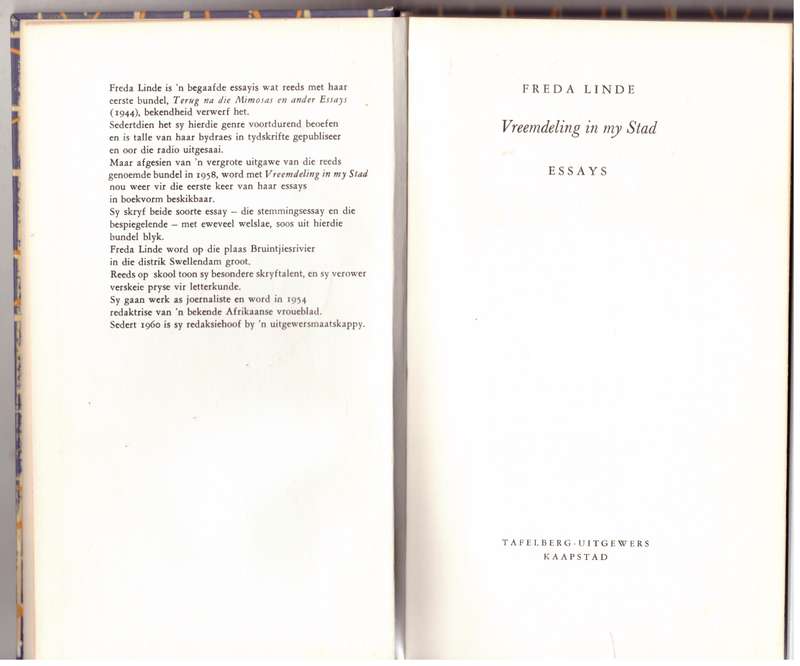 Vreemdeling in my Stad: Essays -- Freda Linde