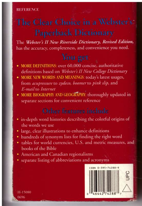Webster's II New Riverside Dictionary-Revised Edition