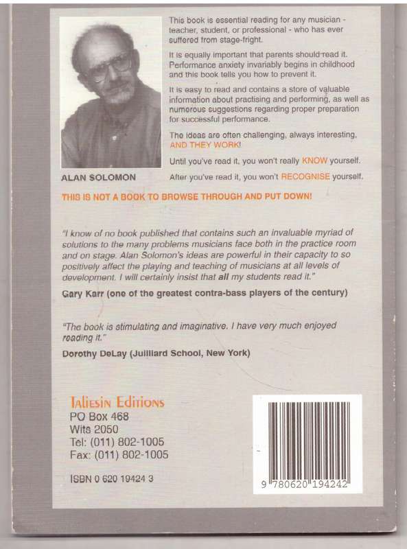 Why Are You So Nervous? The Anatomy of Stage-Fright - Alan Solomon **SIGNED**