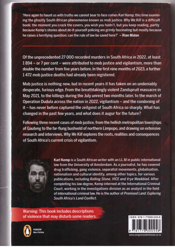 Why We Kill: Mob Justice and the New Vigilantism in South Africa  --  Karl Kemp