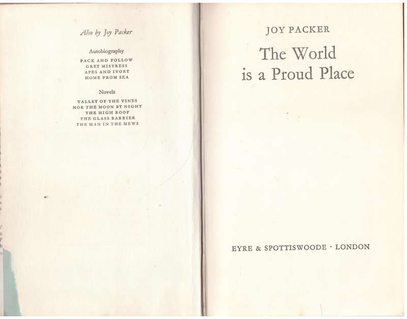The World is a Proud Place  --  Joy Packer
