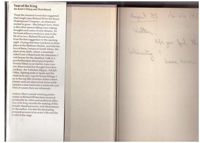 Year of the King: An Actor's Diary and Sketchbook  --  Antony Sher