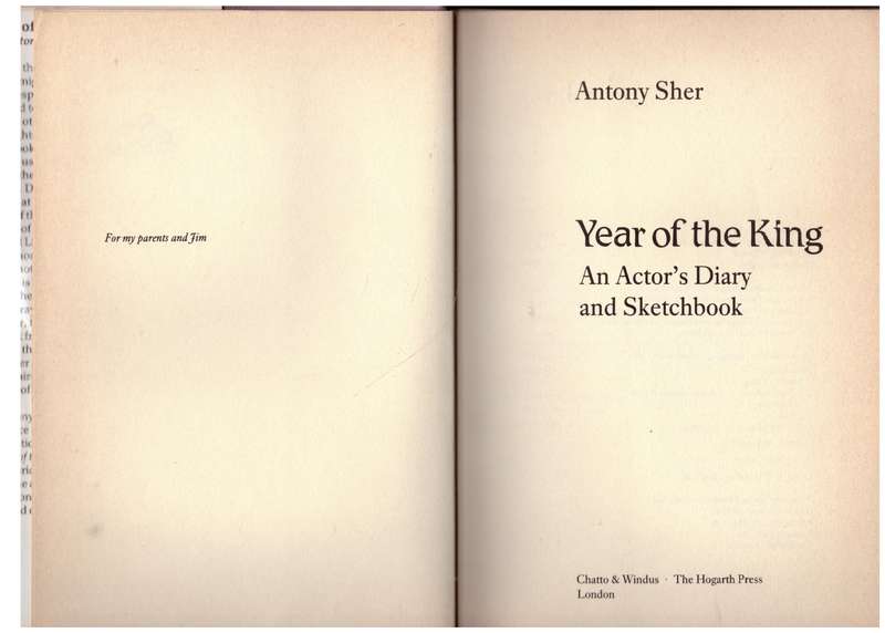 Year of the King: An Actor's Diary and Sketchbook  --  Antony Sher