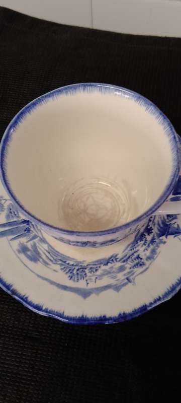 Antique Royal Doulton Norfolk Breakfast tea cup duo.