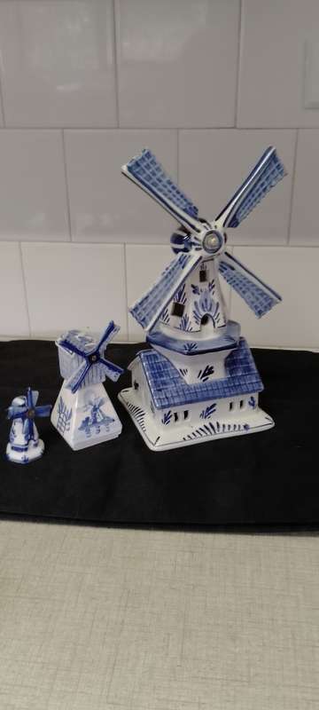 1x large delft hand painted windmill and 2 no name windmills