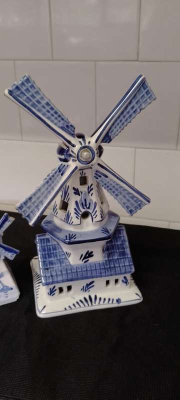 1x large delft hand painted windmill and 2 no name windmills