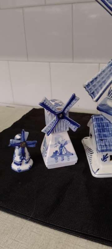 1x large delft hand painted windmill and 2 no name windmills