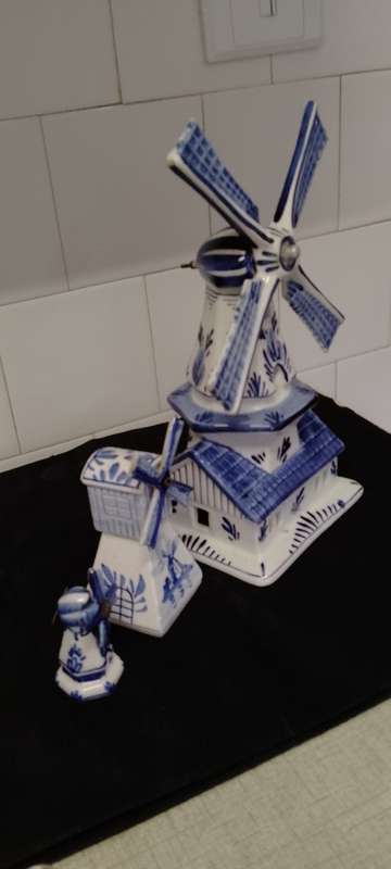 1x large delft hand painted windmill and 2 no name windmills