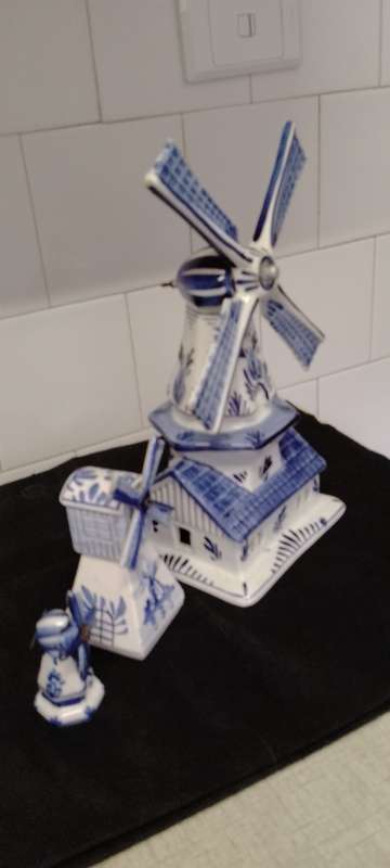1x large delft hand painted windmill and 2 no name windmills