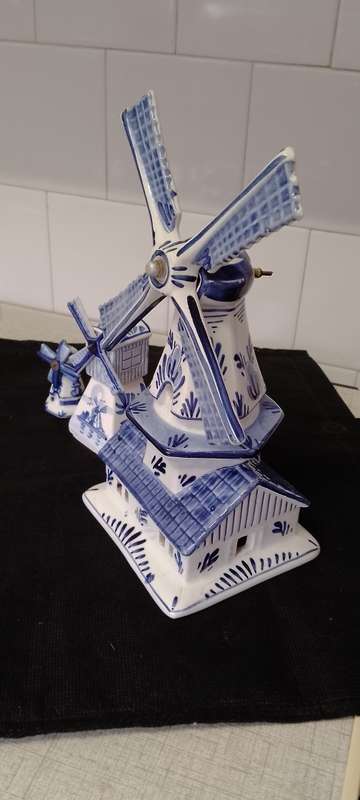 1x large delft hand painted windmill and 2 no name windmills