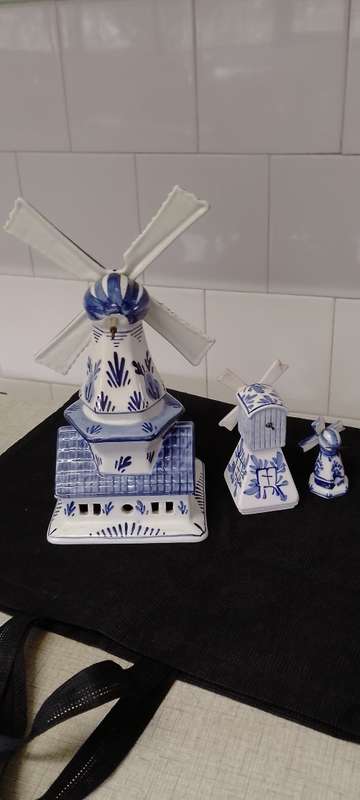 1x large delft hand painted windmill and 2 no name windmills