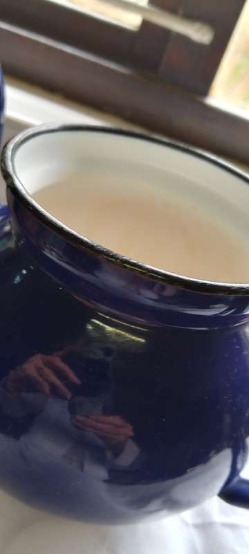 Vintage royal blue enamel teapot made in Poland.