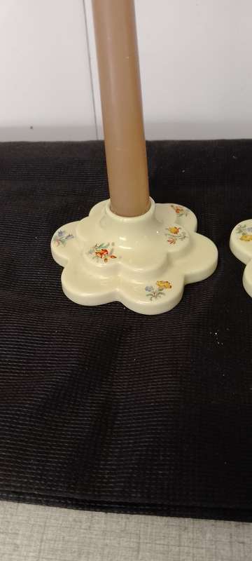 A PAIR OF VINTAGE CERAMIC WADE - made in England CANDLE STICK HOLDERS Base 10cm