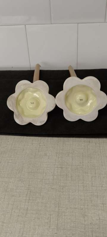 A PAIR OF VINTAGE CERAMIC WADE - made in England CANDLE STICK HOLDERS Base 10cm