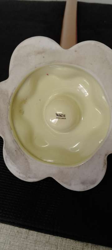 A PAIR OF VINTAGE CERAMIC WADE - made in England CANDLE STICK HOLDERS Base 10cm