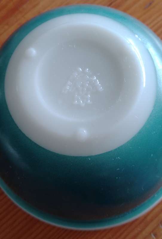 A VINTAGE JADE GREEN MILK GLASS JAJ MIXING BOWL made in England