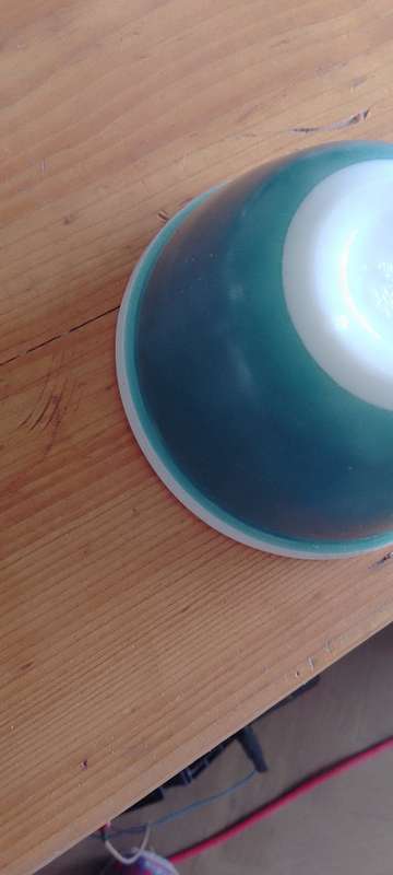 A VINTAGE JADE GREEN MILK GLASS JAJ MIXING BOWL made in England