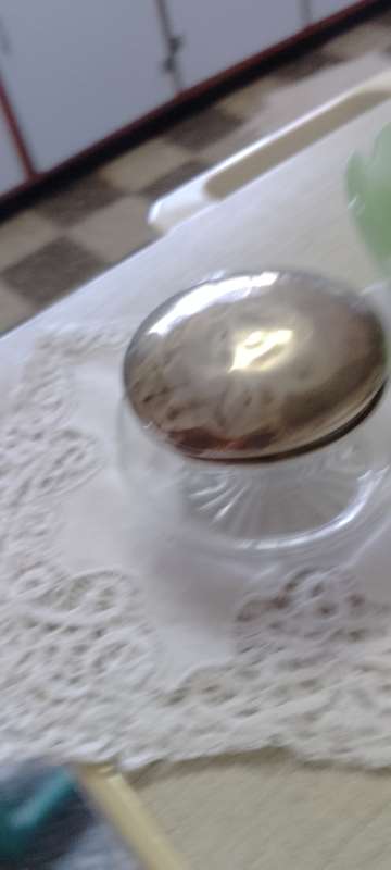 Cut Glass Dressing Table Powder Bowl with Silver Lid