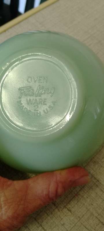 A Vintage Jade green Fire King Bowl