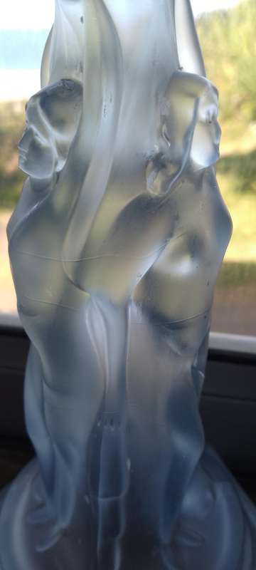 A gorgeous blue frosted glass Walther AND Sohne. (no marks) 3 Grace  candle stick holder