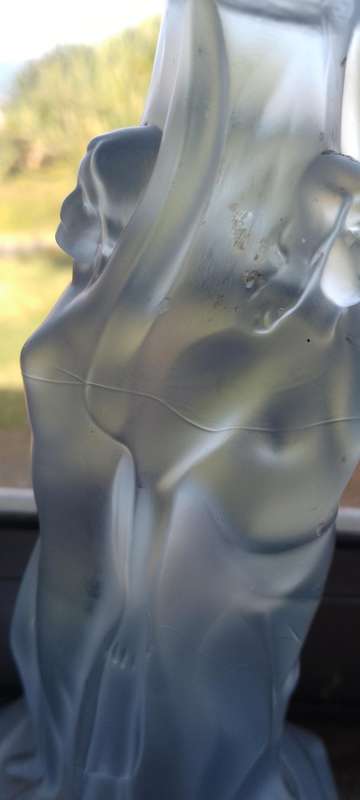 A gorgeous blue frosted glass Walther AND Sohne. (no marks) 3 Grace  candle stick holder