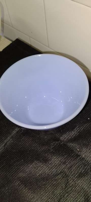 A Vintage mauve/blue milkglass mixing bowl