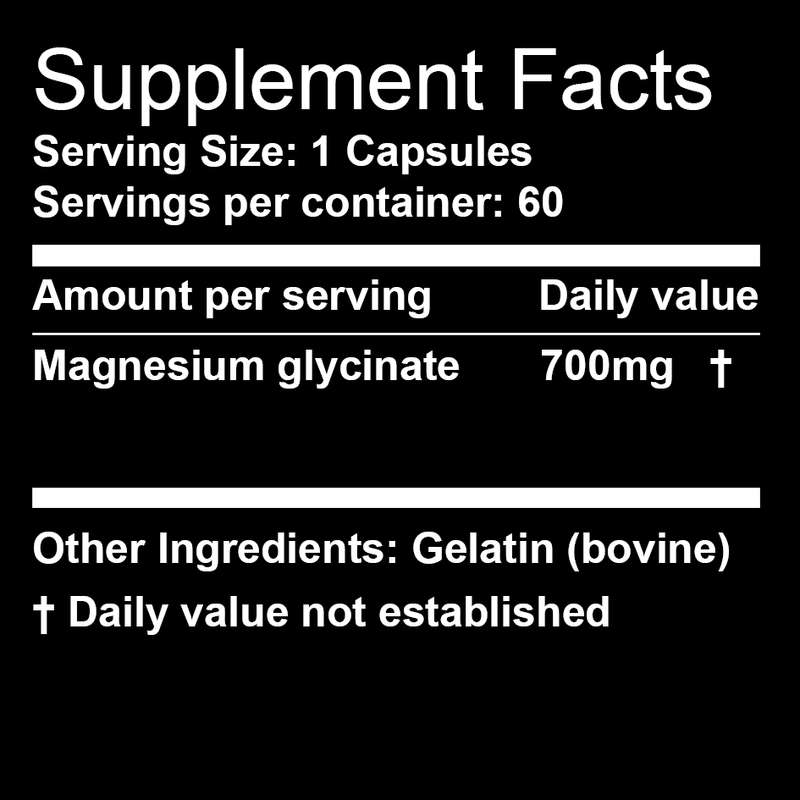 Magnesium Glycinate (60 Caps) - High Absorption, Muscle & Sleep Support