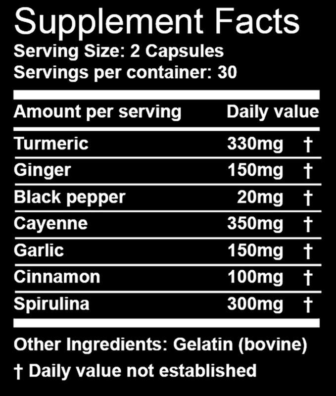 Nutri 7 - Turmeric, Ginger, Cayenne, Garlic, Cinnamon & Spirulina (60 caps)