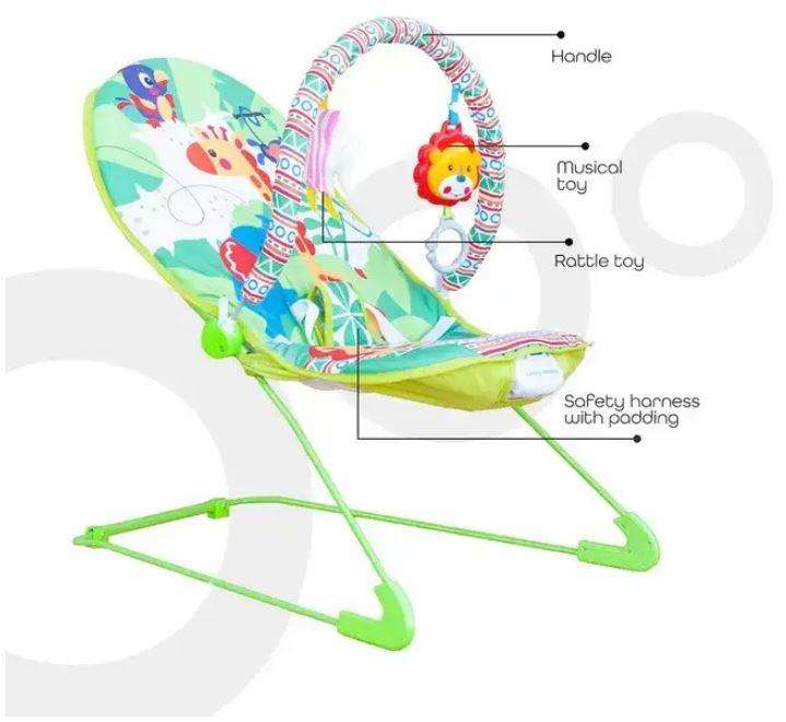 Baby Bouncer and Rocker Chair with Soothing Vibrations, Recline