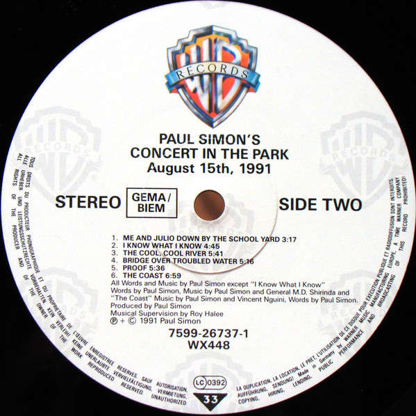 Paul Simon - Concert In The Park - Sealed (Double Vinyl)