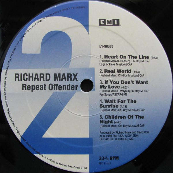 Richard Marx - Repeat Offender - Vinyl