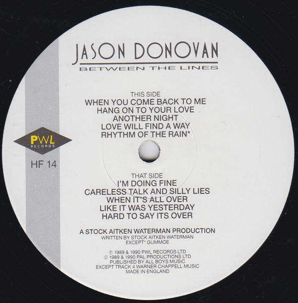 Jason Donovan  Between The Lines - Vinyl