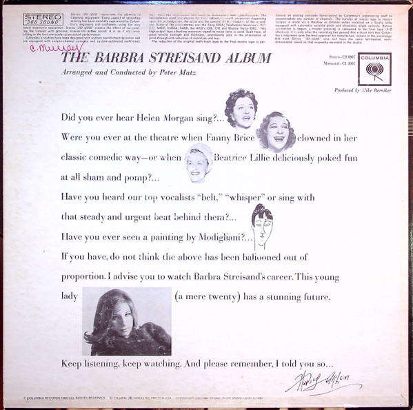 Barbra Streisand  The Barbra Streisand Album - Vinyl