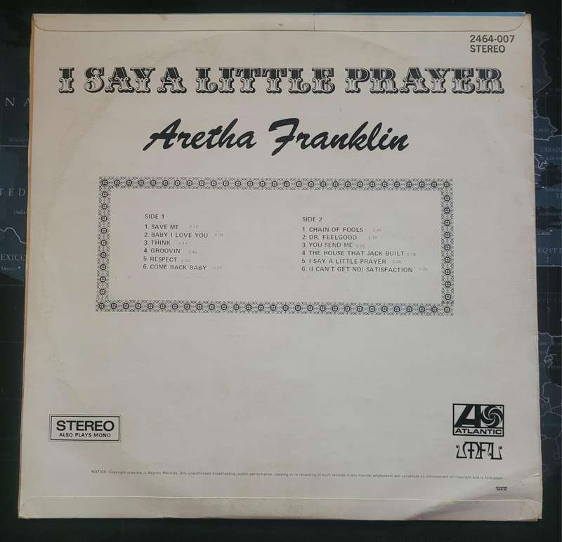ARETHA FRANKLIN - I SAY A LITTLE PRAYER - VINYL