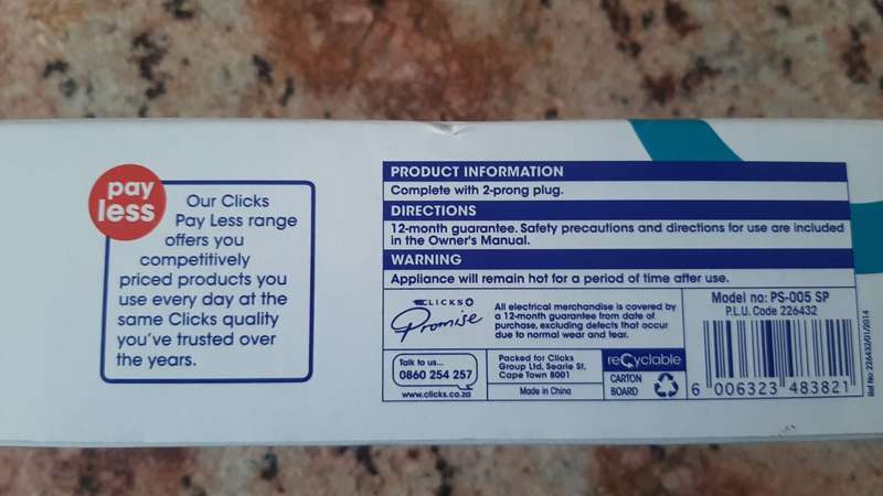 Clicks Wet & Dry Straightener. Box Open. Not Used As per Photo's