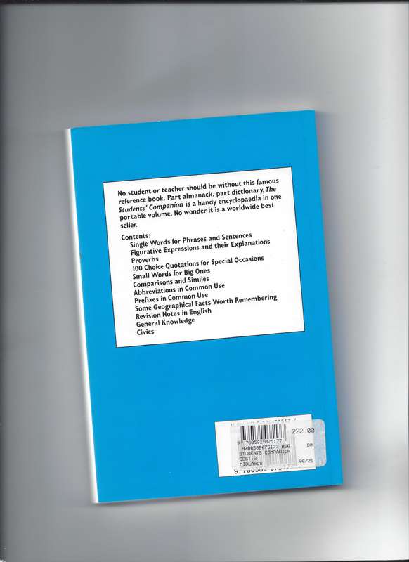 Student's Companion Paperback by Wilfred Best (Author) Part almanac, part dictionary, Abbreviations