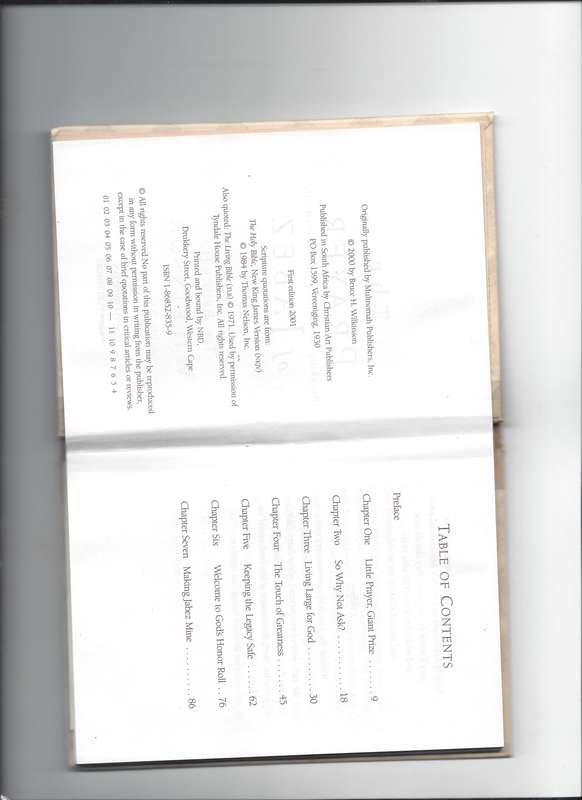 The Prayer of Jabez (Breakthrough) by Wilkinson, Bruce (2001) Hardcover