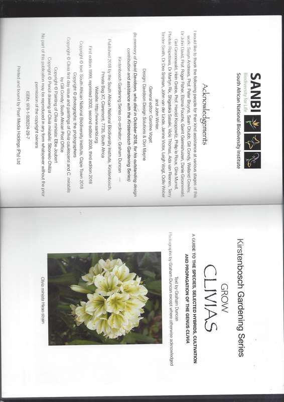 Grow Clivias - Graham Duncan - Kirstenbosch Gardening Series - 194 Page Paperback