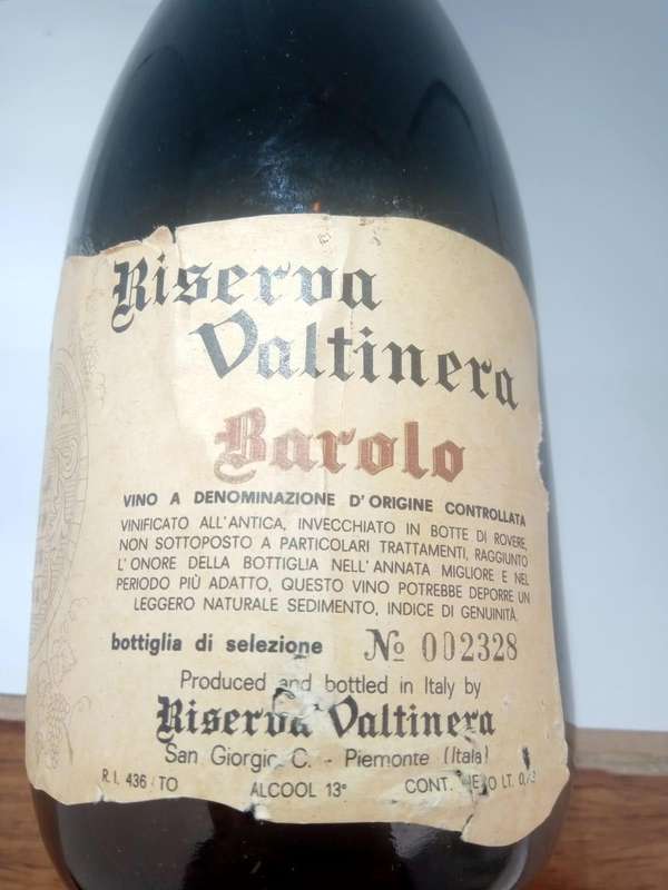 Biseroa Valtinera Barolo 1969 Wine Bottle