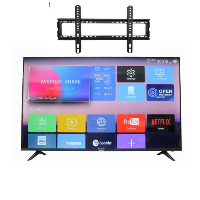 YACHISA 52'' LED HD READY SMART TV WITH TV WALL MOUNT BRACKET