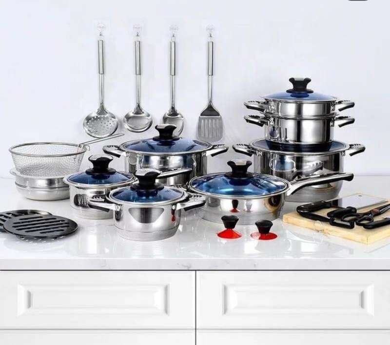 30 Piece Stainless Steel 7 Layer Capsuled Bottom Cookware Set