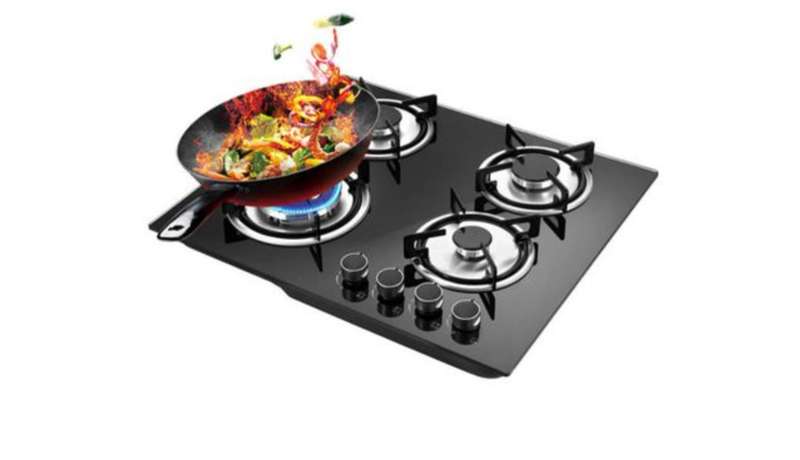 High Quality Embedded Toughened Glass 4 Plate Gas Stove+Free 2 Meter Gas Pipe ,Regulator and 2 Clamp