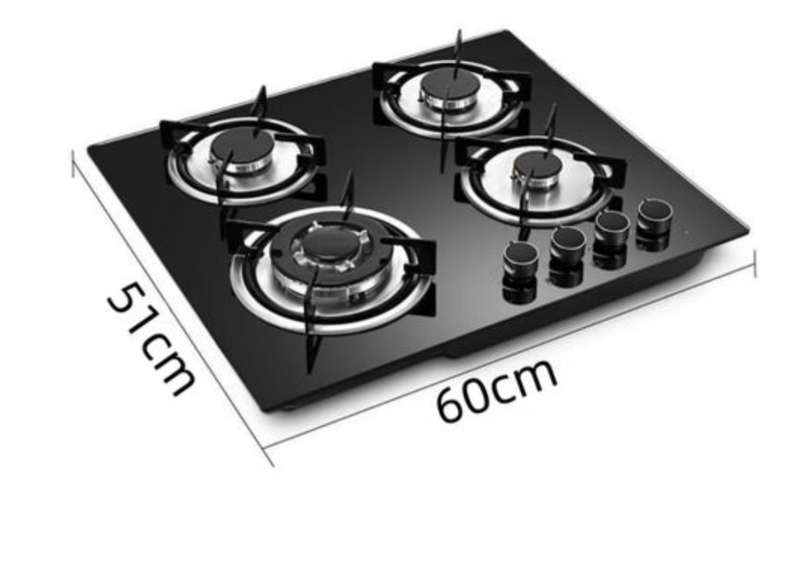 High Quality Embedded Toughened Glass 4 Plate Gas Stove+Free 2 Meter Gas Pipe ,Regulator and 2 Clamp