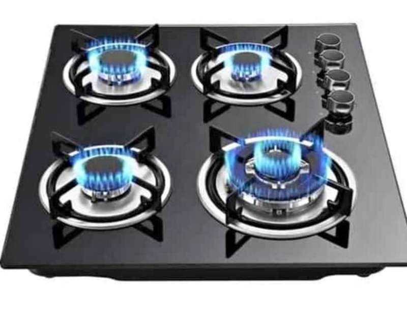 High Quality Embedded Toughened Glass 4 Plate Gas Stove+Free 2 Meter Gas Pipe ,Regulator and 2 Clamp