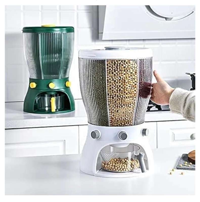 Rotating Cereal Containers 5LT Grain Storage Bin Food Storage Container Grains Dispenser Rice