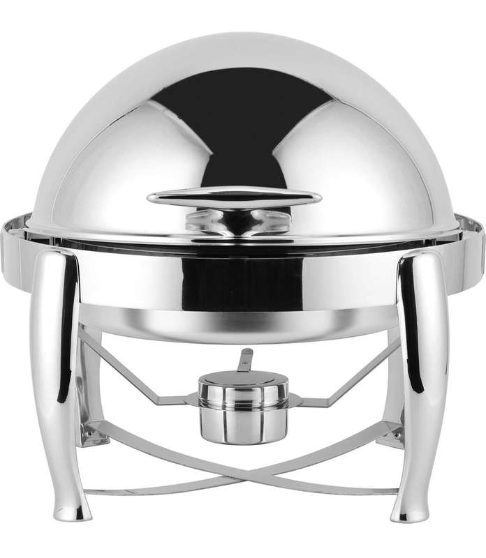 Stainless Steel Roll Top Round Chafing Dish with Stand