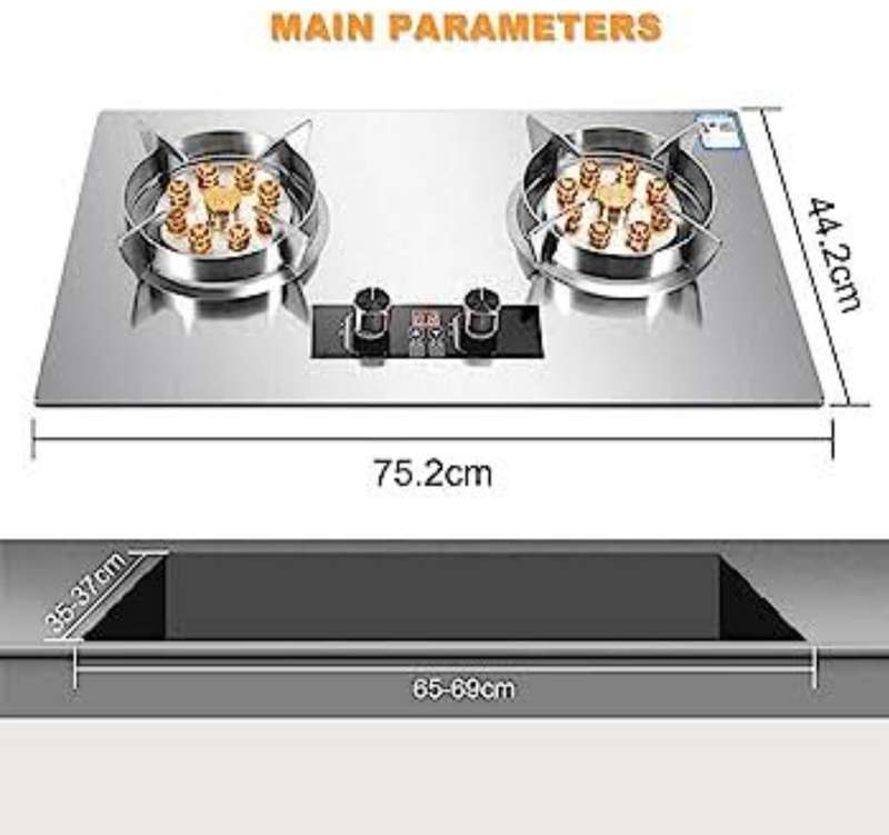 Gas Stove 2 burner Stainless Steel with Timer