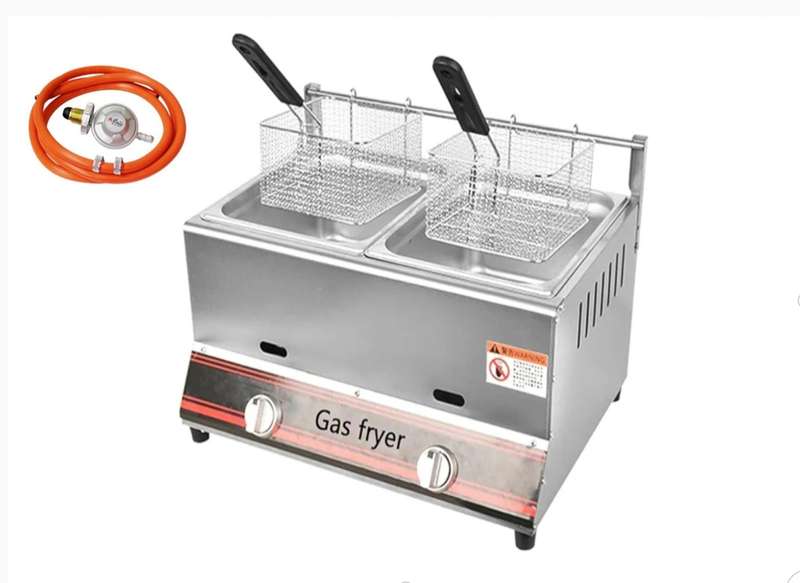 High-End 12L Dual Tank Gas Fryer+free 2 Meter Gas Pipe,Regulator and 2 Clamps