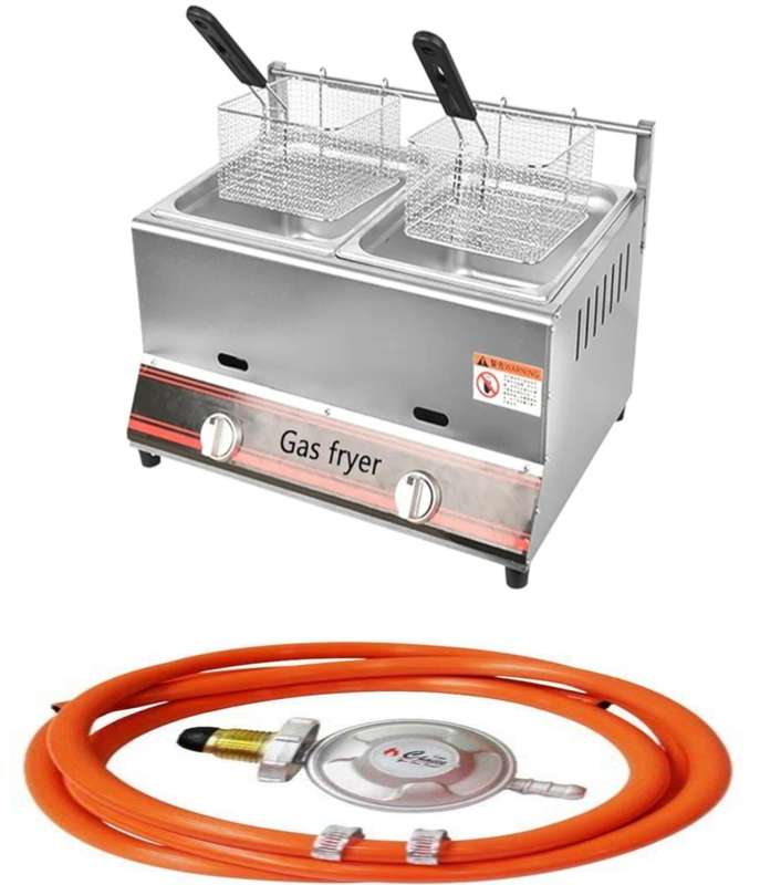 High-End 12L Dual Tank Gas Fryer+free 2 Meter Gas Pipe,Regulator and 2 Clamps